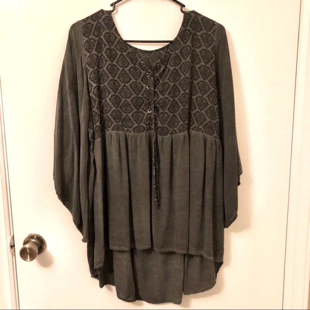 Bell Sleeve Babydoll Blouse